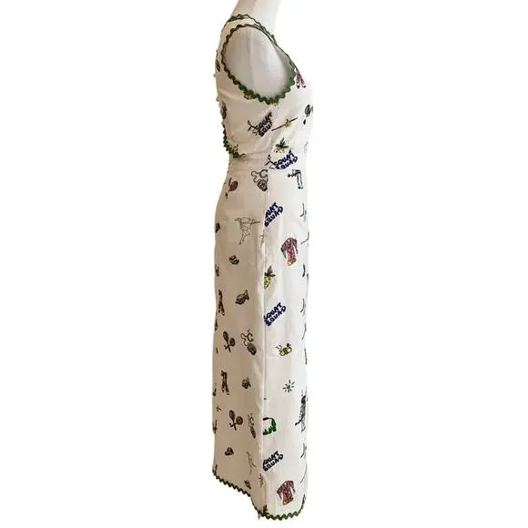 Alemais play embroidered midi dress US 2 - Picture 8 of 9